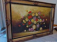 Full view of framed floral painting