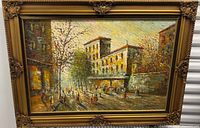 Full view of framed oil painting