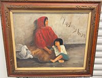 Framed oil painting full view