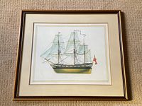 Full view of framed ship print