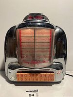 Front view Crosley CR-9 jukebox radio showing selector panel and button array