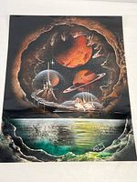 Full view of signed fantasy spray can painting