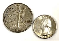 Obverse of both coins displaying dates and designs