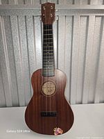 Front view of mahogany ukulele