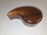 Top view of teardrop wood jewelry box showing smooth grain and finish
