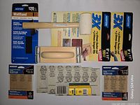 Overview of all sanding items and mallet laid out