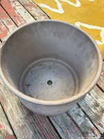 Interior view showing drainage hole and stone finish