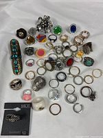 Overhead view of entire assortment showing 50 mixed rings