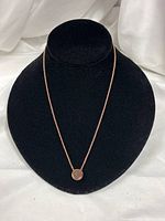 Full view of bronze druzy necklace on display bust