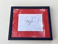 Front view of framed autographed sketch