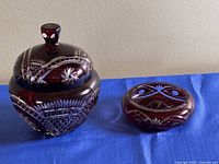Lidded candy dish and open bowl side by side showing overall form and color