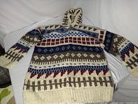 Front view of alpaca wool hooded sweater
