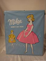 Front of blue Midge carrying case showing graphics and title
