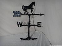 full view assembled weathervane with horse, arrow, cardinal letters