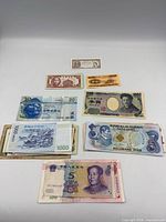 All banknotes laid out