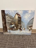 Front view of entire painting showing Parisian street scene.