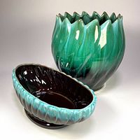 Both planters side by side showing shapes and glaze