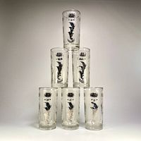 All six glasses stacked in pyramid, showing complete set and design