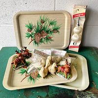 all items grouped showing trays, ornaments, tree topper box