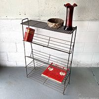 Bookshelf angled view with sample decor for scale