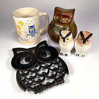 Group shot of all five owl items