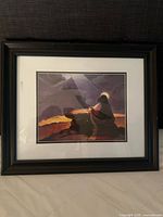 Framed religious print under glass showing Jesus praying