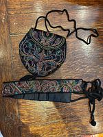 Front view of purse and belt showing bead patterns and colours