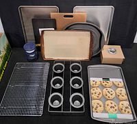 Group shot of all bakeware and accessories