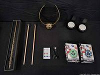 All items laid out on black backdrop