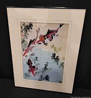 Full view of framed koi fish print