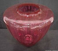 wide top view of pink glass vase