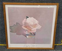 Front view of framed, signed Mark Adams rose print
