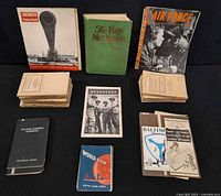 Overall view of books, manuals, pamphlets, postcard