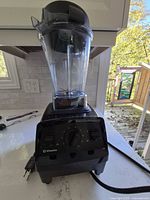 Full view of Vitamix blender showing base, container, lid