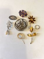 All eight brooches laid out