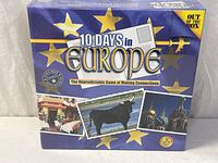 Front view of sealed 10 Days in Europe board game box