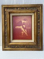 Full view of framed ballerina print, shows frame design and artwork