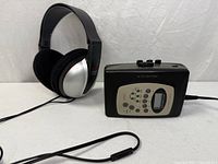 Cassette player front and headphones overview