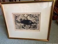 Framed intaglio print front view