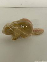 Side profile of onyx beaver figurine