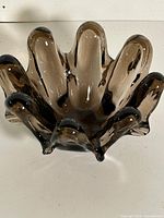 Full view of freeform smoky amethyst glass bowl