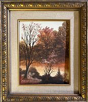 framed signed landscape painting front view