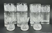 Full set of 10 glasses showing pattern and sizes.