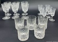 Full set showing three glass types arranged together