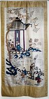 Full view of embroidered silk wall hanging