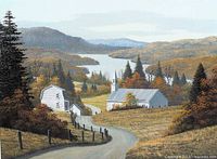 Close view of landscape painting details