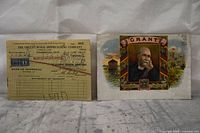 Bank statement and cigar box label