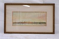 Full view of framed watercolour with mat and frame