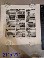Full view of print showing grid of car images with margins visible