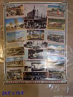 Full view of framed Hollywood Studios postcard collage poster
